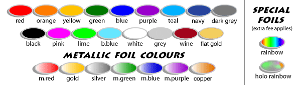 Print Foil Colours Available